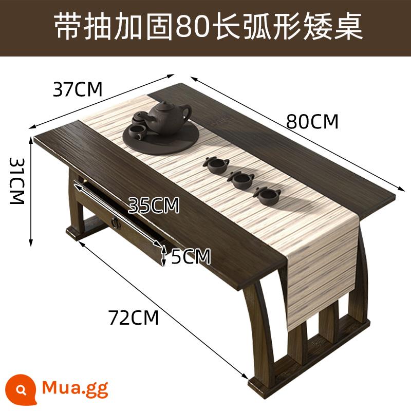 Cửa sổ lồi kiểu Nhật bàn cà phê nhỏ trải chiếu tatami đơn giản bệ cửa sổ ban công bàn trà bằng tre bàn thấp thảm và bàn ngồi trong phòng - [Có ngăn kéo] Bàn thấp cong 80m được gia cố