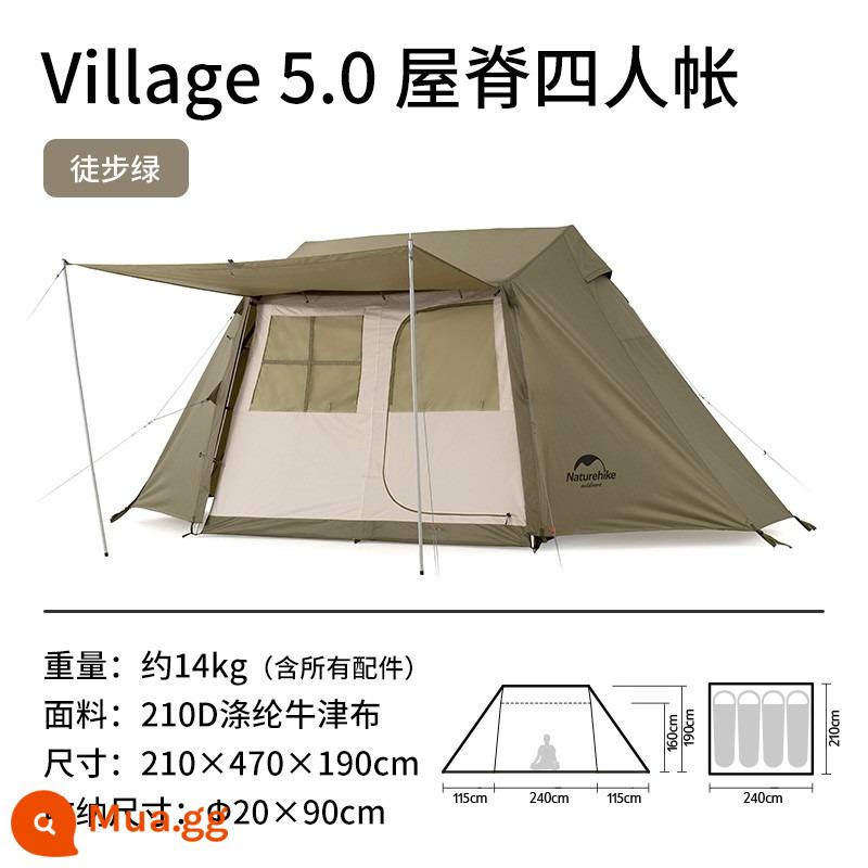 Mái che di động Naturehike Lều tự động cắm trại ngoài trời 2 phòng 1 sảnh lều chống nắng chống thấm nước sảnh lớn - Đi bộ mái nhà xanh 5.0