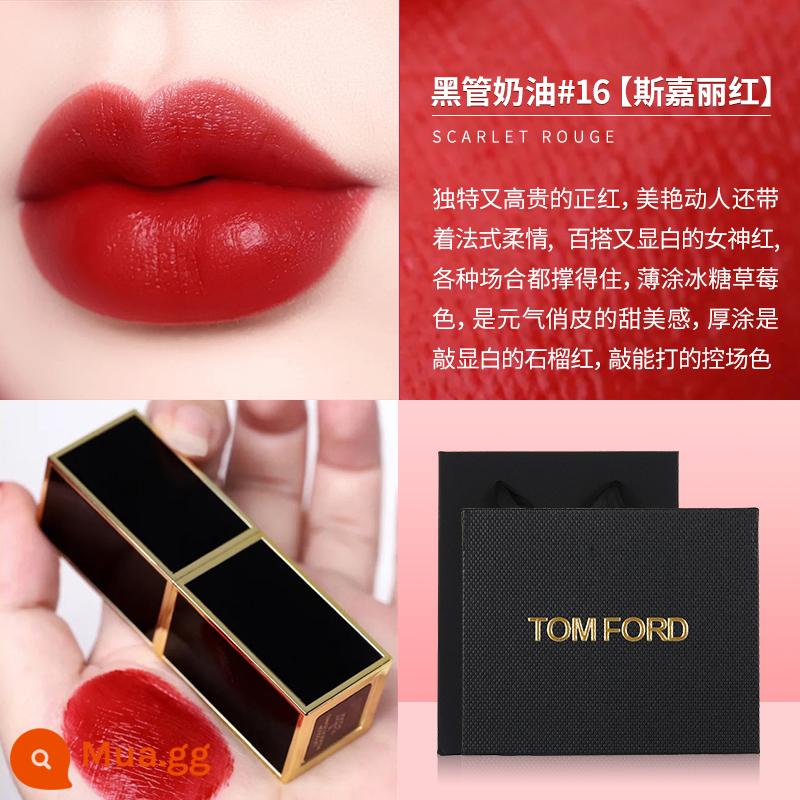 Son môi TOM FORD/TOMTF #16 Scarlett Red #100 Matte #52 Black Son môi dưỡng ẩm dạng ống mỏng - Bán Chạy❤ Kem Ống Đen 16 [Hộp Quà Tặng Quầy]