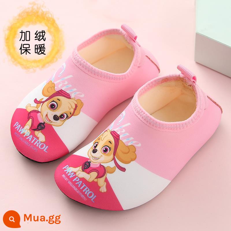 Wangwang Team Children Plus Velvet Floor SOCKS BOY BOY SOUND SHOD - Plus Velvet 2086 Paw Team Hồng Mỗi Ngày