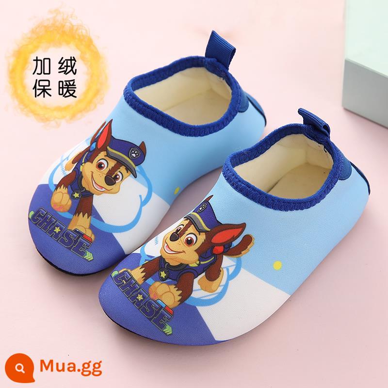 Wangwang Team Children Plus Velvet Floor SOCKS BOY BOY SOUND SHOD - Plus Velvet 2086 Paw Team Blue Archie