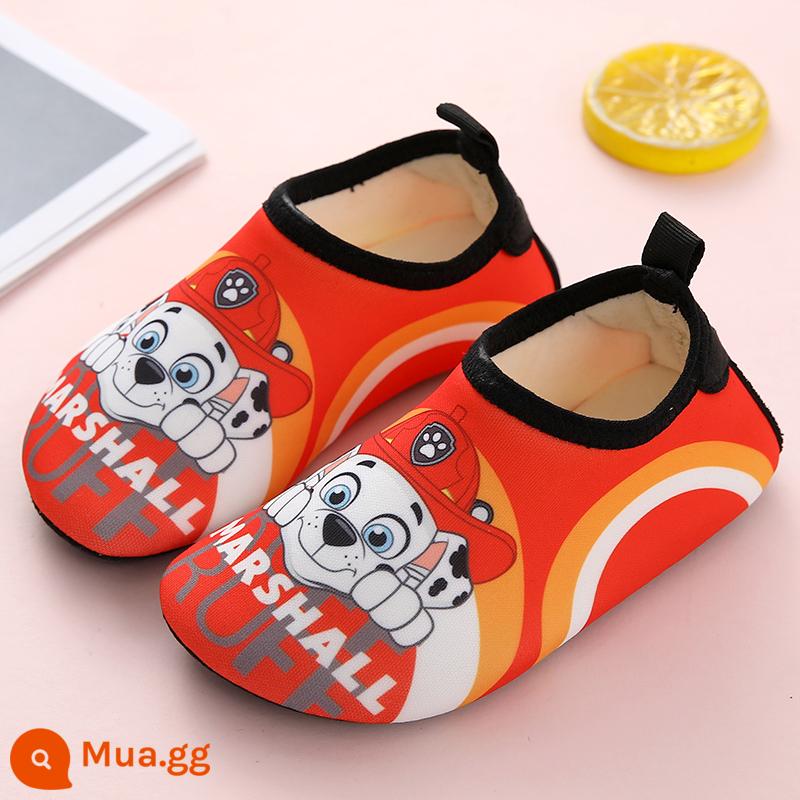 Wangwang Team Children Plus Velvet Floor SOCKS BOY BOY SOUND SHOD - Plus Velvet 2087 Paw Team Lông Đỏ