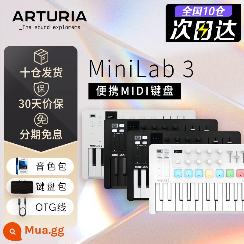 Arturia 25 phím MiniLab 3 bộ sắp xếp âm nhạc mới âm nhạc điện tử bộ điều khiển di động Bàn phím MIDI - Được vận chuyển từ mười kho [MiniLab 3 thế hệ thứ ba màu trắng tiêu chuẩn mới] + túi đựng bàn phím tùy chỉnh + điện thoại di động, máy tính bảng, cápOTG + âm thanh chính hãng