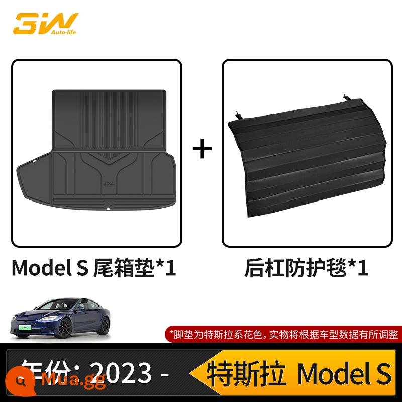 Thảm cốp xe TPE đầy đủ 3W phù hợp cho Tesla Model3 ModelY modelX S Edamame 3 thảm cốp xe - Thảm cabin phía sau Model S + chăn bảo vệ (23-24 mẫu)