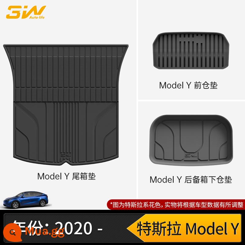 Thảm cốp xe TPE đầy đủ 3W phù hợp cho Tesla Model3 ModelY modelX S Edamame 3 thảm cốp xe - MODEL Y Thảm cabin phía trước + Thảm cabin phía sau + Thảm khoang dưới phía sau (mẫu 20-24)