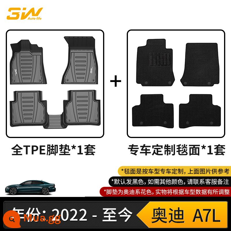 3W full TPE thích hợp cho thảm trải sàn Audi A3LA4L A6L A7L Q2L Q3Q4 Q5L Q7Q8 RS4 S3 - Thảm sàn Audi A7L full TPE + chăn dày màu đen (22-24 mẫu)