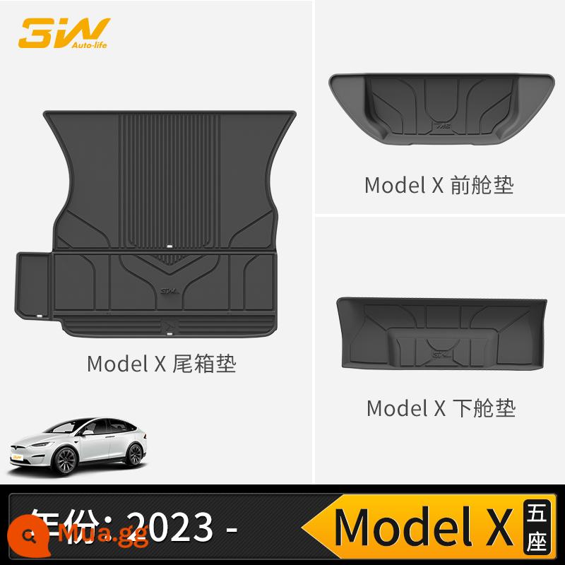 Thảm cốp xe TPE đầy đủ 3W phù hợp cho Tesla Model3 ModelY modelX S Edamame 3 thảm cốp xe - Thảm cabin phía sau năm chỗ Model X + thảm cabin phía sau + thảm cabin phía trước (mẫu 23-24)