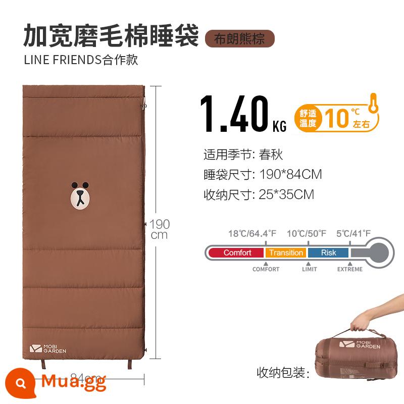 Túi ngủ Mu Gao - Túi ngủ Xuân Thu Brown Bear Brown 1.4 (Đơn) Mẫu Custom