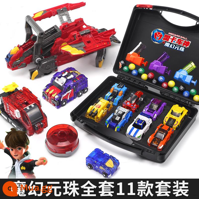 League Truck God's Magic Yuanzhu 2 Toy Round Beads II Machine God Chính hãng Biến dạng Showdown Trẻ em Boy Mengmeng Thẻ - Trọn bộ [Siêu năng lực Ssangyong + 10 vị thần xe hơi] + Bệ phóng + Hộp đựng Yuanzhu