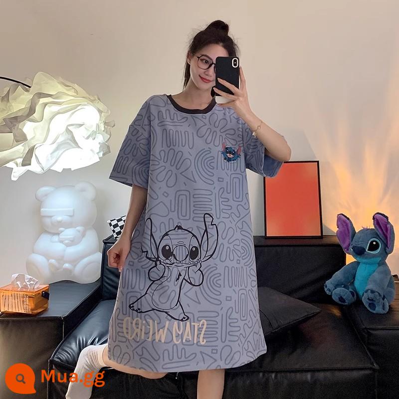 Váy ngủ mùa hè cho nữ cotton nguyên chất ngắn tay hoạt hình dễ thương bộ đồ ngủ màu đỏ lưới cho nữ mùa hè rời mùa xuân và mùa thu dịch vụ tại nhà - 8832nữ#