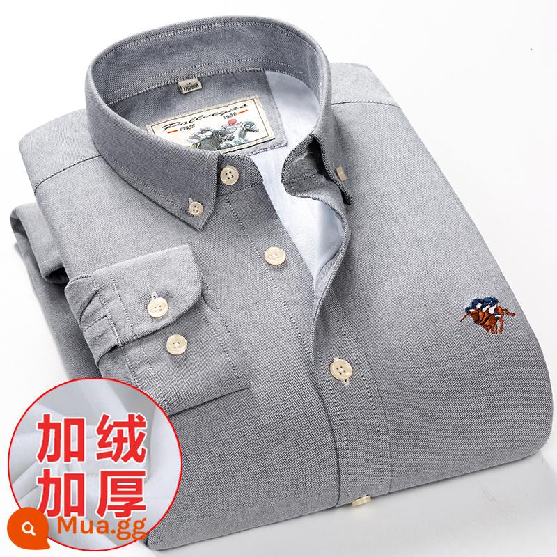 Ralph Lauren Polo Áo sơ mi mùa xuân, mùa thu, áo khoác cotton dài tay nam, áo khoác Oxford kiểu dáng doanh nhân, áo sơ mi sọc cotton không sắt - Mẫu nhung PL8033 Plus