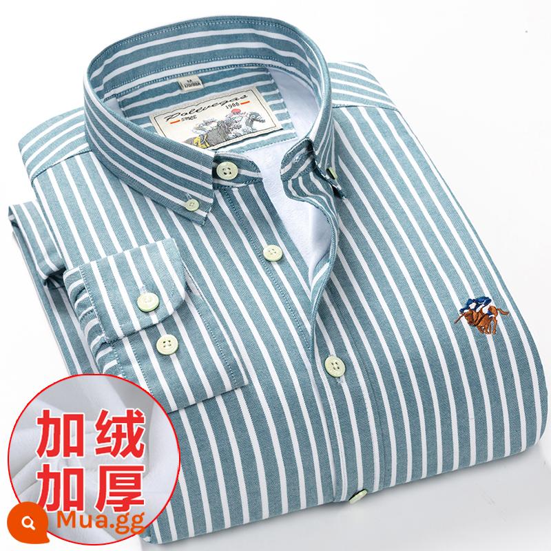 Ralph Lauren Polo Áo sơ mi mùa xuân, mùa thu, áo khoác cotton dài tay nam, áo khoác Oxford kiểu dáng doanh nhân, áo sơ mi sọc cotton không sắt - Mẫu nhung PL8036 Plus