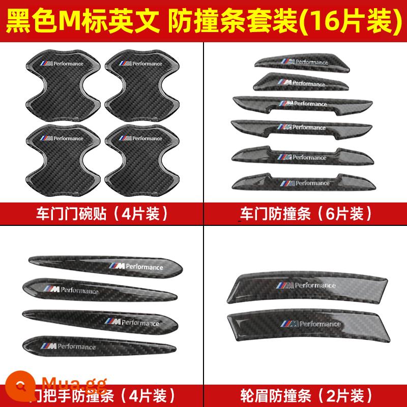 Thích hợp cho BMW cửa xe dải chống va chạm sợi carbon mới 5 series 3 series X1X3X4X5X6 sửa đổi bên ngoài trang trí dán - Logo BMW M + Bộ dải chống va chạm tiếng Anh 16 miếng