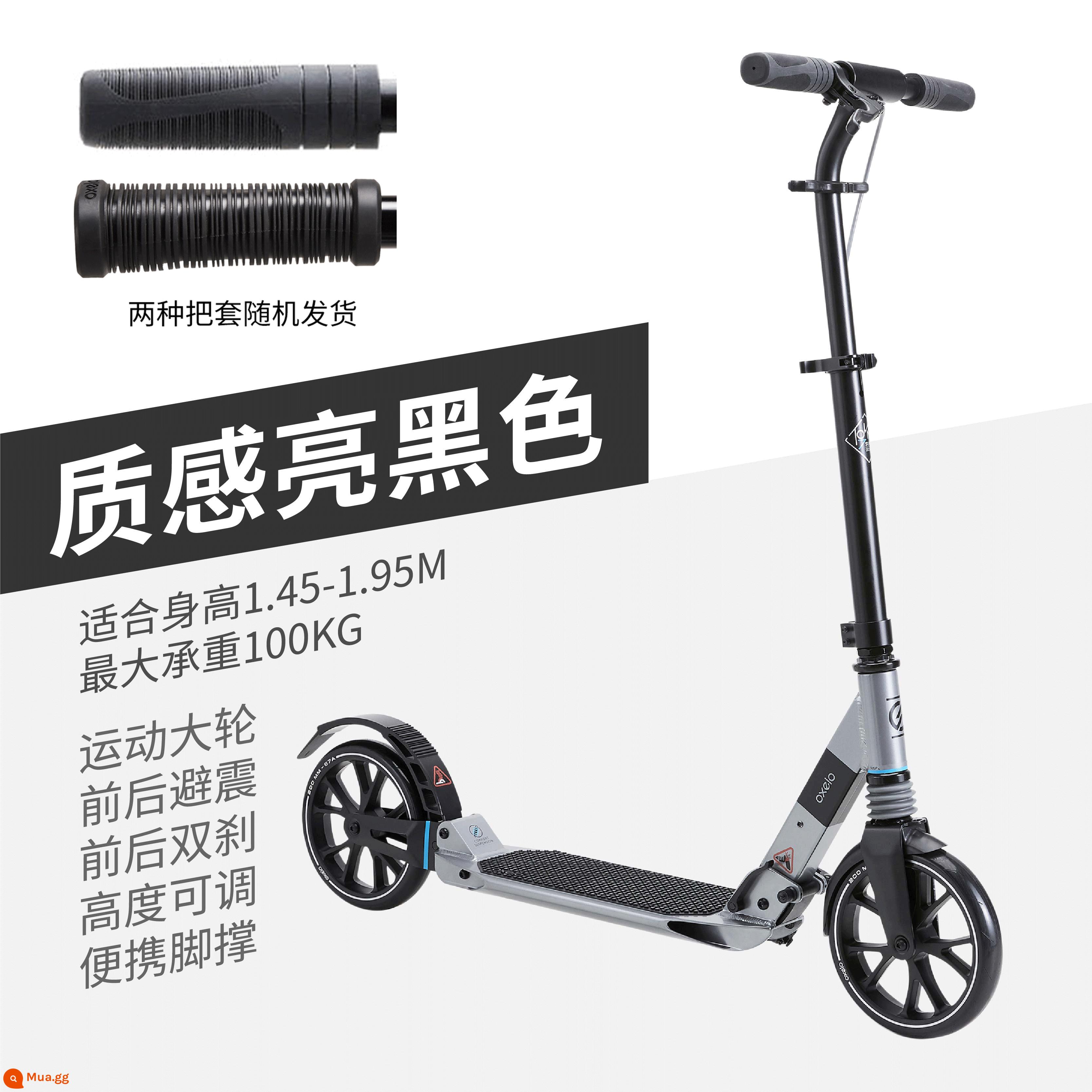 Xe trượt scooter Decathlon dành cho trẻ em từ 6-12 tuổi trở lên dành cho người lớn vận chuyển trong khuôn viên trường ván trượt hai bánh không dùng điện ENR1 - Phiên bản người lớn ưa thích TOWN7 họa tiết đen sáng (phù hợp với chiều cao 1,45-1,95m)