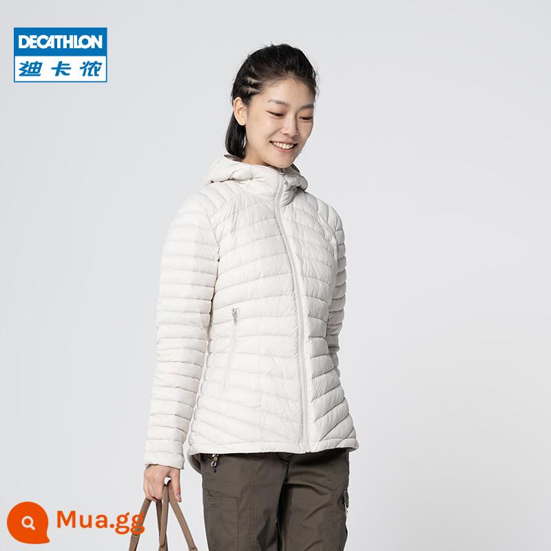 Decathlon Flagship Store Ánh Sáng Xuống Áo Khoác Nam Thể Thao Ngoài Trời Cặp Đôi Ngắn Mới Có Mũ Trùm Đầu Ấm Lót Nữ ODT3 - Nữ/đá mặt trăng màu xám