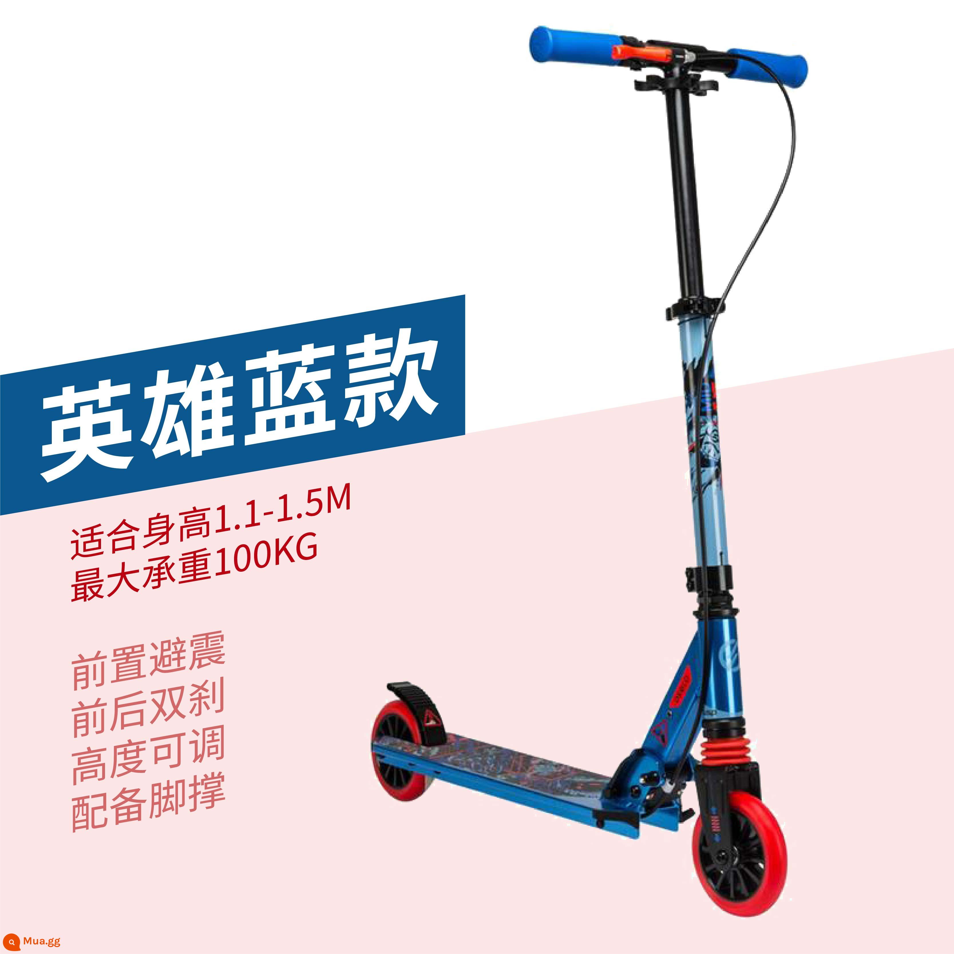 Xe trượt scooter Decathlon dành cho trẻ em từ 6-12 tuổi trở lên dành cho người lớn vận chuyển trong khuôn viên trường ván trượt hai bánh không dùng điện ENR1 - Phiên bản cao cấp dành cho trẻ em màu xanh hero MID5 (phù hợp với chiều cao 1,1-1,5m)