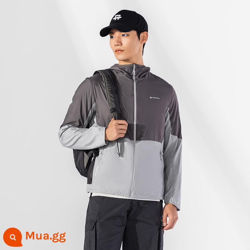 Quần áo chống nắng Decathlon dành cho nam ngoài trời mùa hè chống nắng quần áo thể thao áo khoác mỏng thoáng khí quần áo chống nắng chống tia cực tím cho nữ - Nam màu xám khói đậm 2023 màu mới