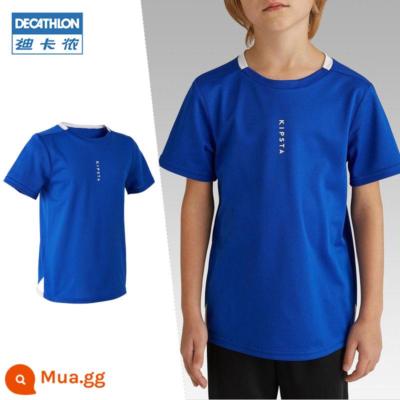 Quần short trẻ em của Decathlon Children SHOPHIFLE T -SHIRT SHORTS - Mặt trên màu xanh lam (các dấu ngang và dọc logo được phân bổ ngẫu nhiên)