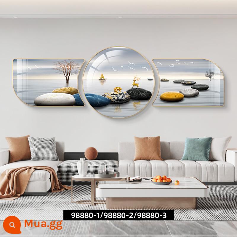 Fu word phòng khách sơn trang trí ánh sáng sofa sang trọng nền tường treo bức tranh bộ ba kết hợp bức tranh tường bức tranh phong cảnh khí quyển vẽ tranh tường - Kèn khung vàng 98880-1-2-3