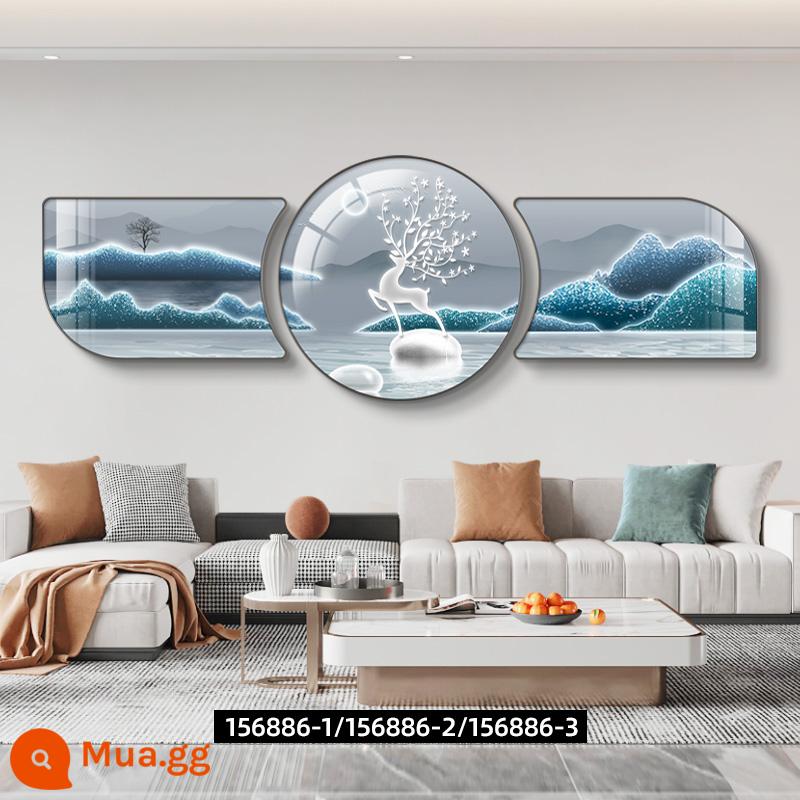 Fu word phòng khách sơn trang trí ánh sáng sofa sang trọng nền tường treo bức tranh bộ ba kết hợp bức tranh tường bức tranh phong cảnh khí quyển vẽ tranh tường - 156886-1-2-3 Khung đen cỡ nhỏ