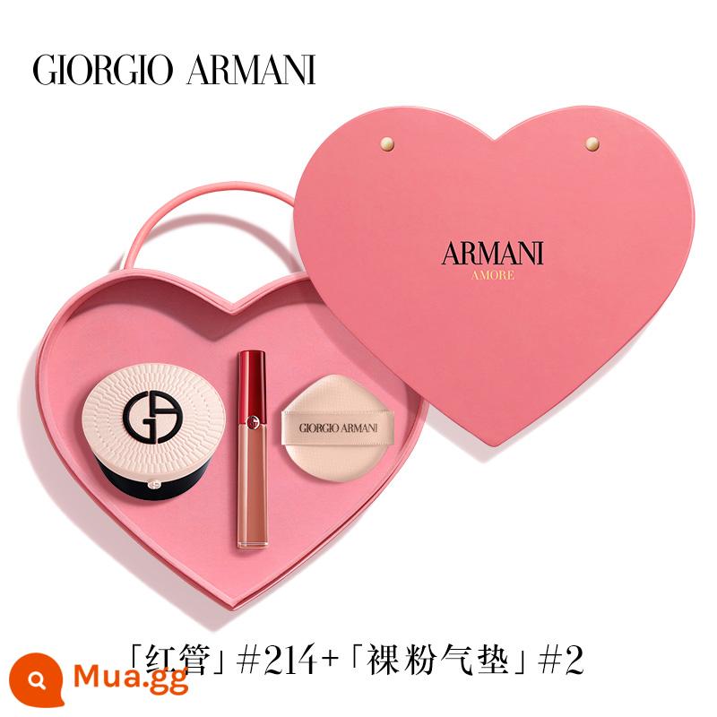 Amani Red Air Cushion Essence Liquid Foundation Kem nền dưỡng ẩm cho da BB Cream Trang điểm lâu trôi Che khuyết điểm chính hãng - Phiên bản giới hạn Phấn phủ màu kem #2 + Màu mơ sữa #214 [Hộp quà sản phẩm mới]