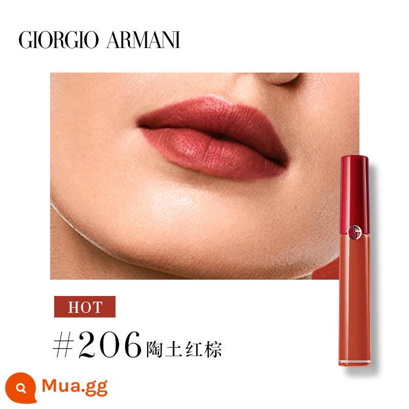 [Li Jiaqi Live Room] Armani Red Tube Velvet Lip Glaze Làm trắng son môi Màu cà chua* - #206 Đất sét đỏ nâu