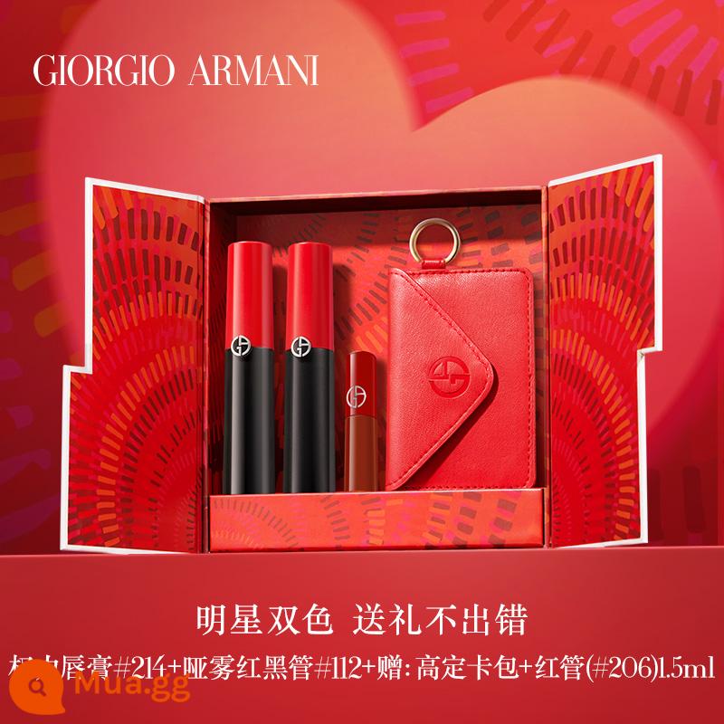 [Quà Năm Mới] 2 Hộp Quà Tặng Son Môi Amani Power Lipstick Velvet Matte Makeup Cho Sinh Nhật Bạn Gái - Son môi quyền lực #214+#112