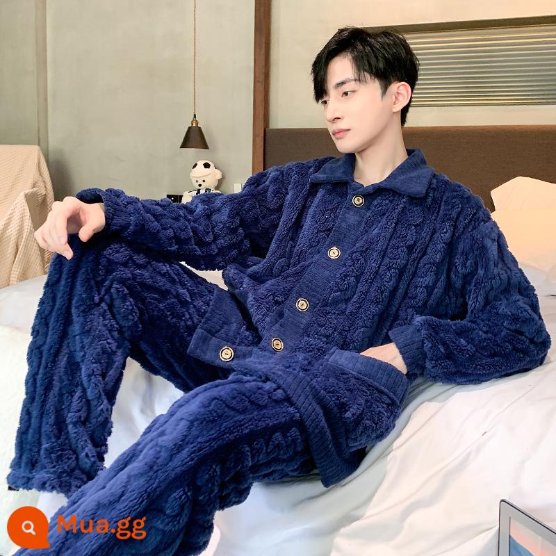 Mẫu mùa thu và mùa thu nam mới của Pyjama dày lên và Velvet Long -sleeved Coral Velvet Velvet Hoàng - y06-FKN8156