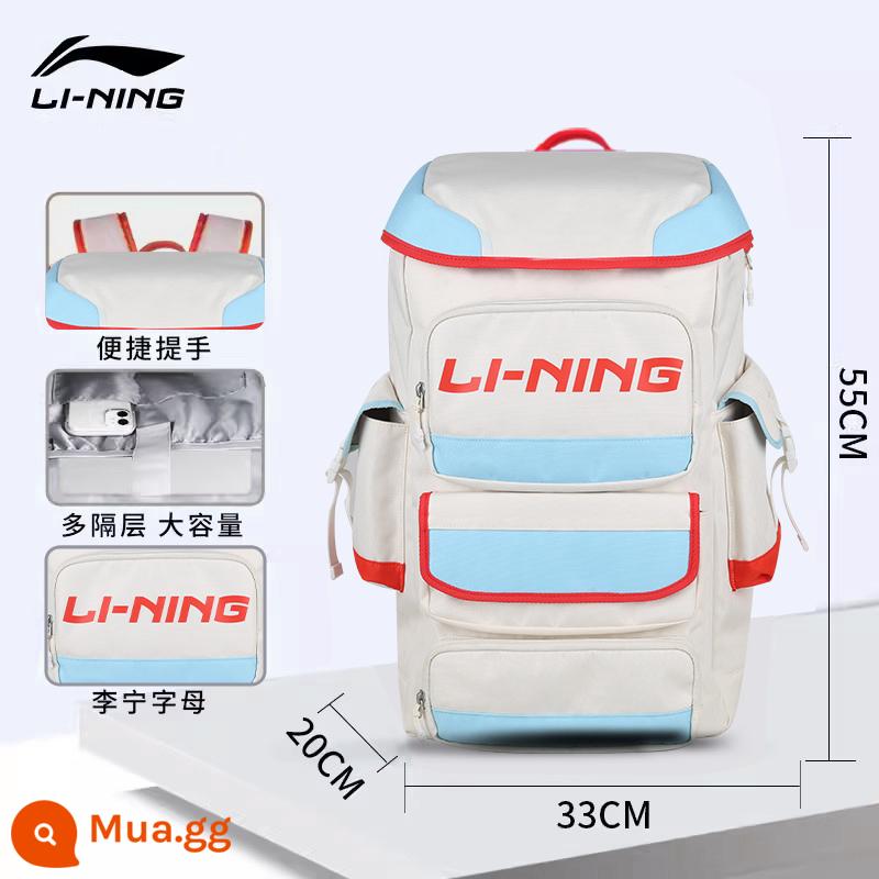 Balo bóng rổ Li Ning CBA All-Star Phiên bản được tài trợ dành cho nam Dung tích lớn Cặp sinh viên đại học Leo núi Thể thao ngoài trời Đi học - [Phong cách tương tự cho các giải đấu cấp trung học cơ sở và trung học phổ thông CJBL] trắng/xanh nước biển 550x330x200