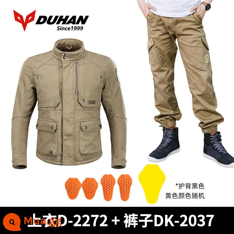 Duhan/DUHAN xe máy bốn mùa áo len retro đi xe máy quần áo áo khoác giản dị chống rơi chống mài mòn hiệp sĩ quần áo - Quần kaki DK-2037 + phiên bản săn bắn Áo kaki D-2272