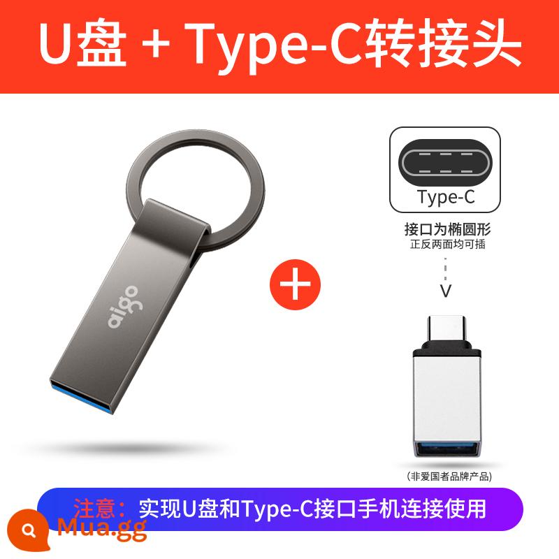 Nhà Yêu Nước Flagship Store Đĩa U 64G Tốc Độ Cao 3.1 Kim Loại Ô Tô Ổ Đĩa U Máy Tính USB Bút 128G tùy Chỉnh Chính Thức Xác Thực - Bộ chuyển đổi 64GB+Type-c tiêu chuẩn