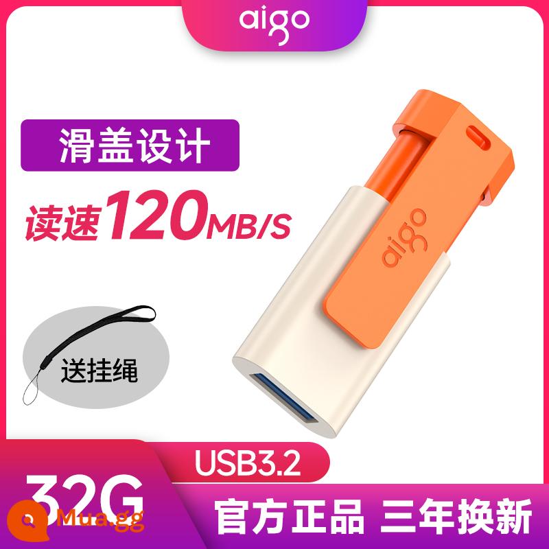 Yêu Nước Ổ Đĩa U 64G Tốc Độ Cao 3.0USB Bút Tùy Chỉnh 128G Dung Lượng Lớn Máy Tính Chuyên Chính Thức hàng Đầu Store Xác Thực - Loại kéo đẩy màu cam U332-32G