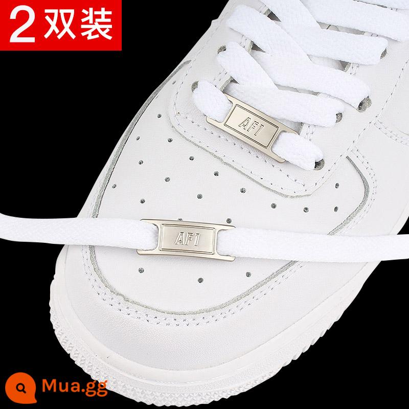 Thích hợp cho dây giày Air Force One AJ1 Nike nam và nữ phẳng màu trắng tinh khiết phụ kiện thủy triều thương hiệu giày chính hãng - Ống cao - trắng 160cm (gói 2 đôi) đi kèm cặp đĩa kim loại AF1