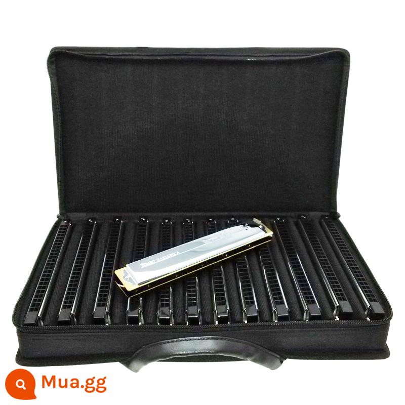 Harmonica tombo chính hãng Nhật Bản cao cấp dành cho người lớn trình diễn chuyên nghiệp cấp độ 24 lỗ kèn harmonica đa âm C key 6624S - Bộ 12 âm - bao gồm túi đàn piano TOMBO