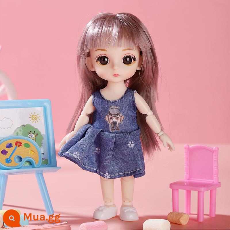 Cô gái búp bê mô phỏng đầm công chúa-up búp bê dress-up sinh nhật dress-up nhà rượu đồ chơi Quà tặng ngày của trẻ em - Chân váy denim bé gái 17cm (túi)