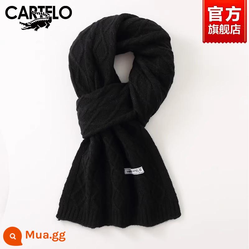 Khăn quàng cá sấu nam cashmere mùa đông tất kẻ sọc cao cấp quà tặng bạn trai Quà Tết dày dặn ấm áp khăn len - W721027 màu đen