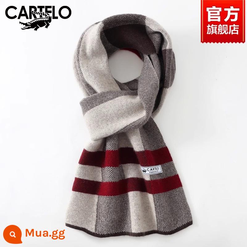 Khăn Cá Sấu Nam Mùa Đông Cao Cấp Quà Tặng Sinh Nhật Cashmere Thời Trang Đa Năng Phong Cách Hàn Quốc Len Dệt Kim Ấm Áp Khăn Quàng Cổ - W016-Đỏ lạc đà