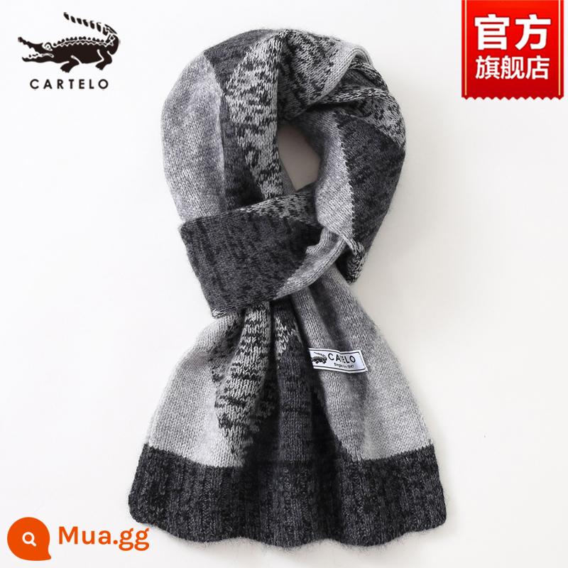 Khăn choàng nam cá sấu mùa đông cashmere cao cấp quà tặng sinh nhật cho chồng và bạn trai dày khăn len ấm áp dành cho nam - W012-màu xám