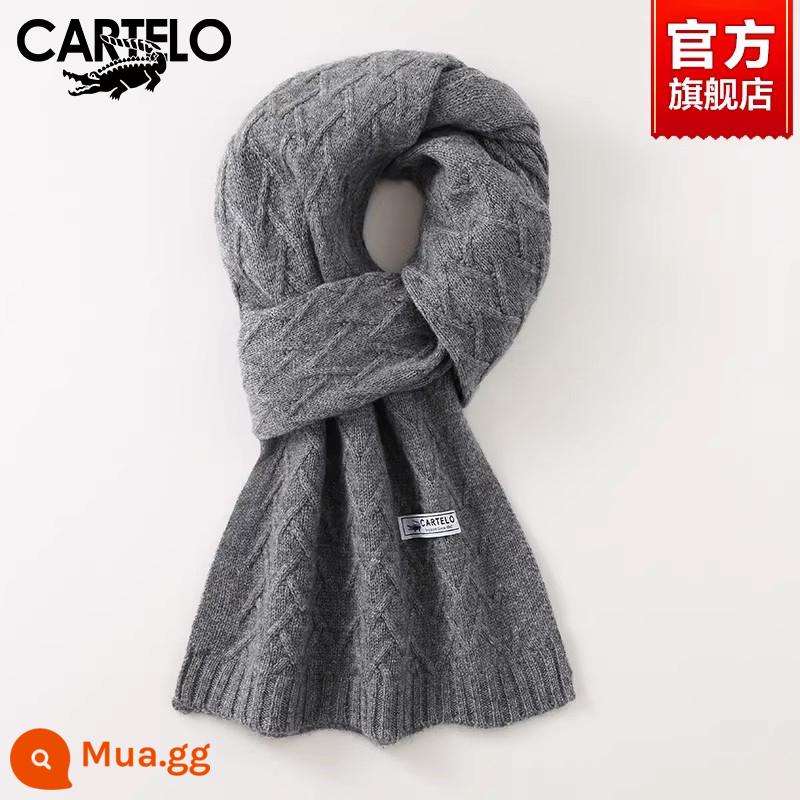 Khăn quàng cá sấu nam cashmere mùa đông tất kẻ sọc cao cấp quà tặng bạn trai Quà Tết dày dặn ấm áp khăn len - W721024 màu xám trung bình