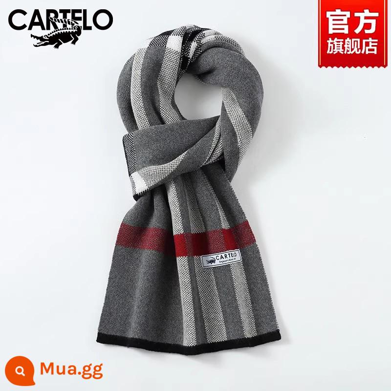 Khăn quàng nam cashmere cá sấu mùa đông cặp đôi phù hợp tặng quà sinh nhật bạn trai cao cấp hộp quà khăn ấm áp - W2126-màu xám