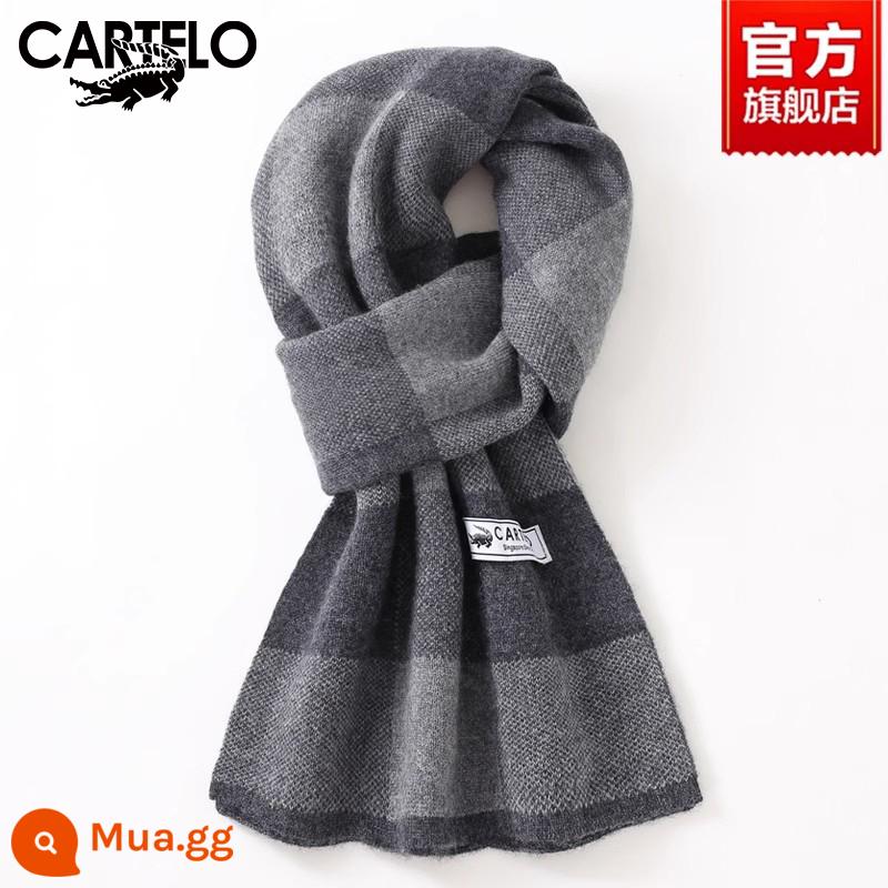 Khăn quàng cá sấu nam cashmere mùa đông tất kẻ sọc cao cấp quà tặng bạn trai Quà Tết dày dặn ấm áp khăn len - W015-màu xám