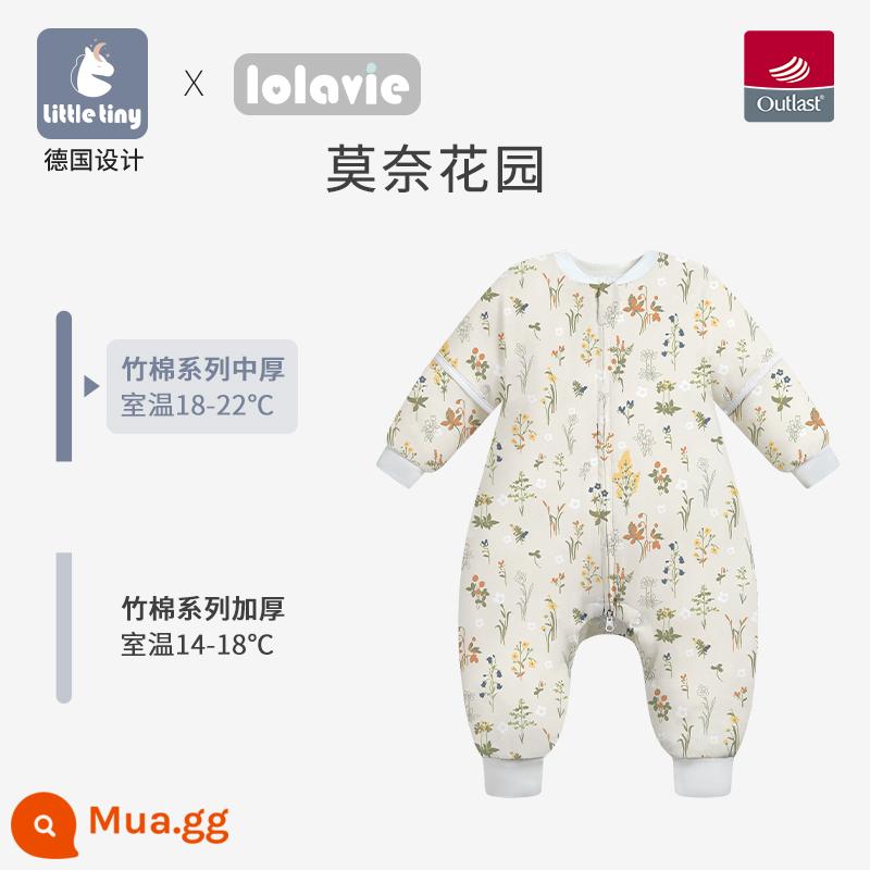 Túi ngủ cho bé littletiny cho bé mùa thu đông trẻ em nhiệt độ không đổi cotton nguyên chất mùa xuân bộ đồ ngủ xẻ chân lớn cho trẻ em chăn bông chống đá - Bông tre ủ vườn của Monet dày vừa phải [Thích hợp với nhiệt độ phòng 18-22oC]