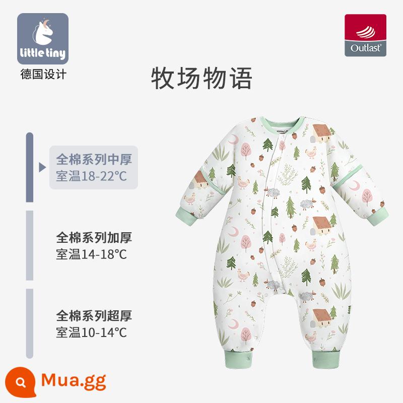 Túi ngủ cho bé littletiny cho bé mùa thu đông trẻ em nhiệt độ không đổi cotton nguyên chất mùa xuân bộ đồ ngủ xẻ chân lớn cho trẻ em chăn bông chống đá - Câu chuyện thu hoạch-Ủ bông có độ dày vừa phải [thích hợp với nhiệt độ phòng 18-22oC]