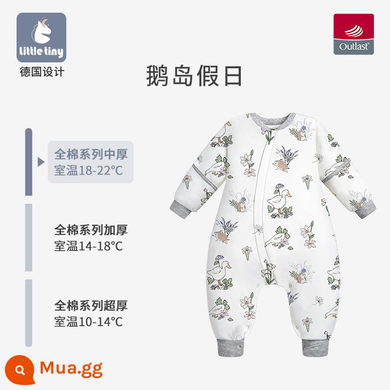 Túi ngủ cho bé littletiny cho bé mùa thu đông trẻ em nhiệt độ không đổi cotton nguyên chất mùa xuân bộ đồ ngủ xẻ chân lớn cho trẻ em chăn bông chống đá - Goose Island Holiday-Ủ bông có độ dày vừa phải [thích hợp với nhiệt độ phòng 18-22oC]