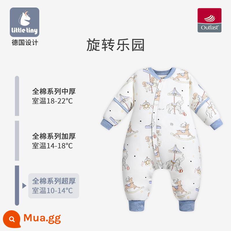 Túi ngủ cho bé littletiny cho bé mùa thu đông trẻ em nhiệt độ không đổi cotton nguyên chất mùa xuân bộ đồ ngủ xẻ chân lớn cho trẻ em chăn bông chống đá - Thiên đường xoay - Bông cực dày có thể điều chỉnh nhiệt độ [thích hợp với nhiệt độ phòng 10-14oC]