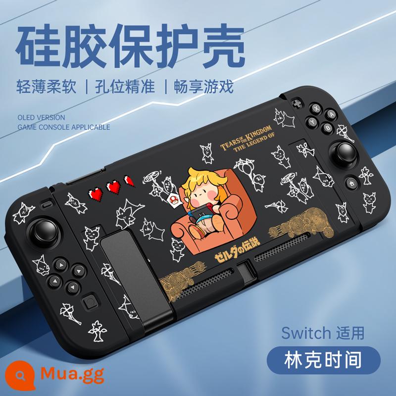 Thích hợp cho vỏ bảo vệ Nintendo switch, vỏ switcholed mới, vỏ tay cầm silicon hai mảnh, vỏ bảo vệ NS, đế cắm OLED, vỏ mềm lưu trữ bảng điều khiển trò chơi riêng biệt - switch√vỏ mềm lỗ mịn mới được nâng cấp✦[Thời gian liên kết đen đêm tối]★ mũ miễn phí