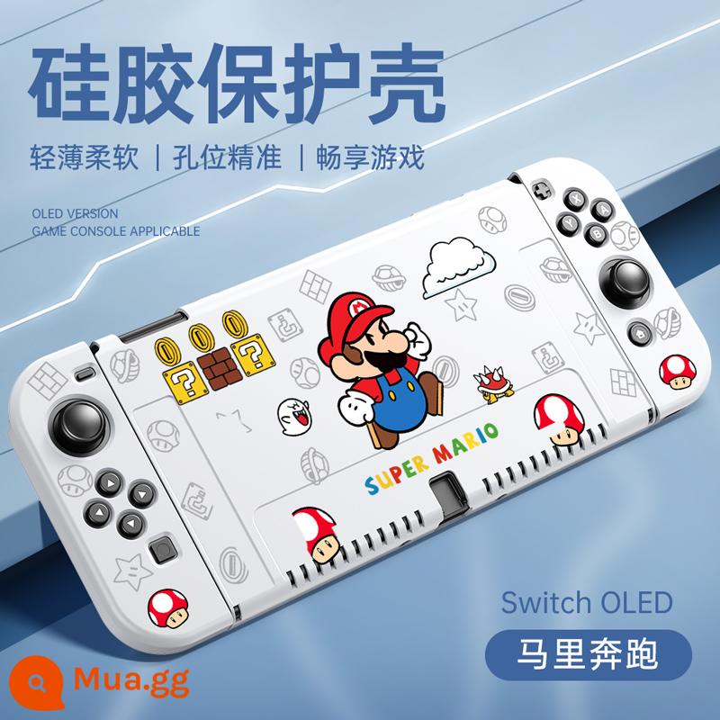 Thích hợp cho vỏ bảo vệ Nintendo switch, vỏ switcholed mới, vỏ tay cầm silicon hai mảnh, vỏ bảo vệ NS, đế cắm OLED, vỏ mềm lưu trữ bảng điều khiển trò chơi riêng biệt - chuyển đổi OLED√Vỏ mềm có lỗ mịn được nâng cấp mới✦[Chạy kiểu Mali trắng cổ]★ Mũ miễn phí