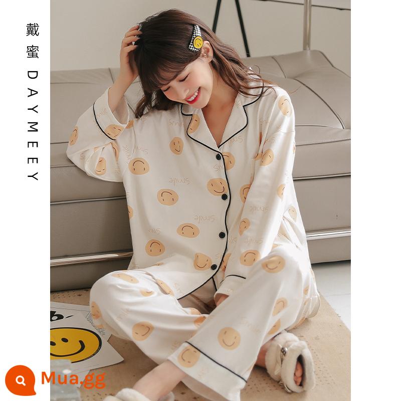 Bộ đồ ngủ nữ xuân thu lưới dài tay cotton nguyên chất màu đỏ thu đông mới 2023 có thể mặc bên ngoài bộ đồ mặc nhà mùa hè - L2668