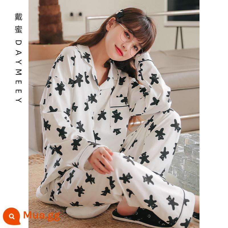 Bộ đồ ngủ nữ xuân thu lưới dài tay cotton nguyên chất màu đỏ thu đông mới 2023 có thể mặc bên ngoài bộ đồ mặc nhà mùa hè - L2665