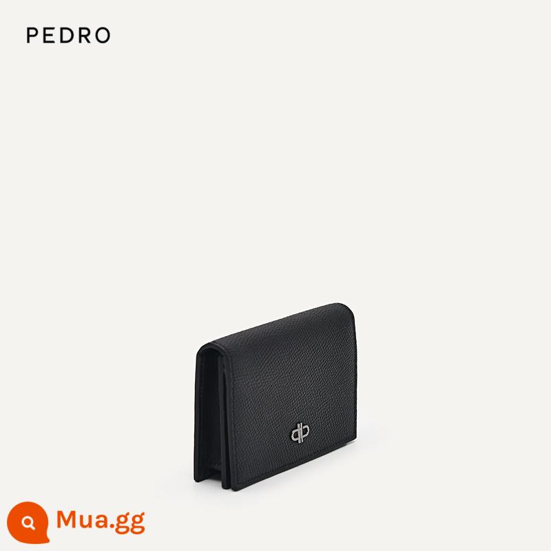 Da bò PEDRO Ví đựng tiền biểu tượng mùa đông 22 mới ví nam túi đựng thẻ mini đơn giản PM4-26500022 - Màu đen (da bò)